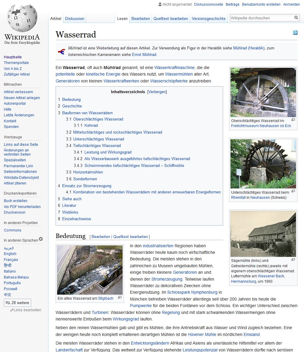 wikipedia wasserrad